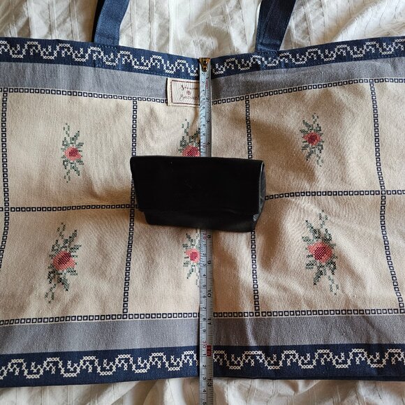 New Sezane x Baziszt Tote Bag - Blue w/ Cream Trims - Picture 7 of 7